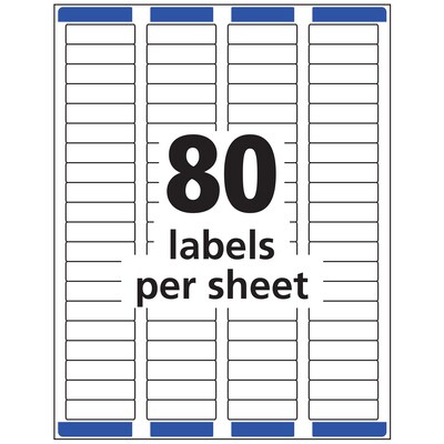 Avery Laser Return Address Labels, 1/2" x 1-3/4", White, 80 Labels/Sheet, 250 Sheets/Box (5967)