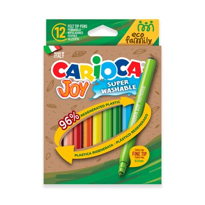 CARIOCA Joy Eco Washable Kids Markers, Fine Tip, Assorted Colors, 12/Pack, 3/Bundle (CRA43462-3)
