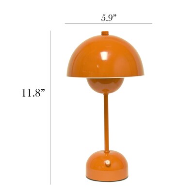 Simple Designs Mushroom Magic Dimming 11.80" LED Touch Table Lamp, Portable & Rechargeable, Orange (LD1069-ORG)