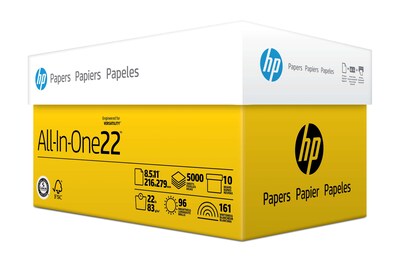 HP All-in-One 8.5 x 11 Business Paper, 22 lbs., 96 Brightness, 5000/Carton (HPT1122)