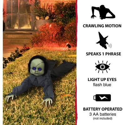 Haunted Hill Farm Animatronic Haunted Crawling Baby Doll (HHGBBOY-1LSA)