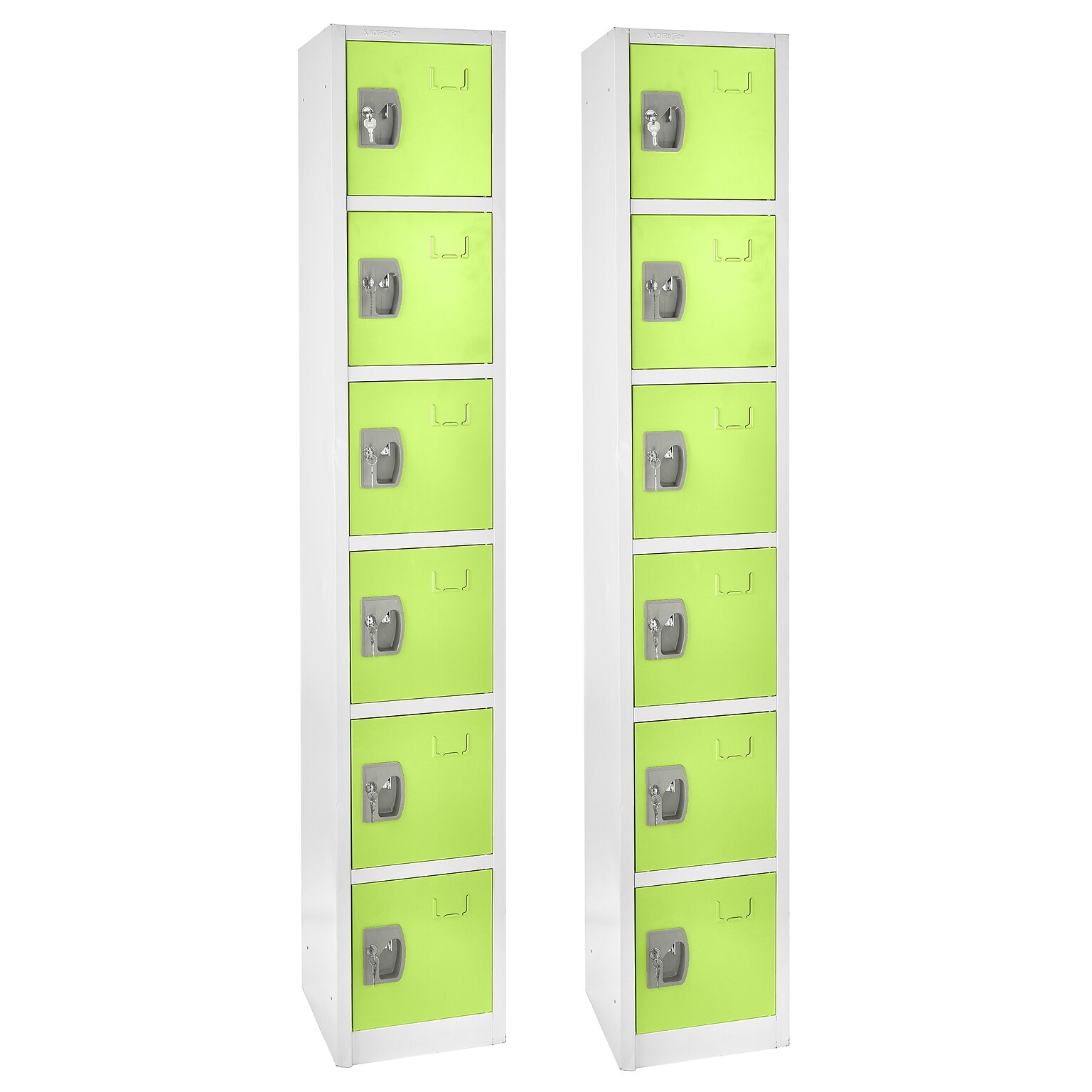 AdirOffice 72 6-Tier Green Storage Locker, 2/Pack (629-206-GRN-2PK)