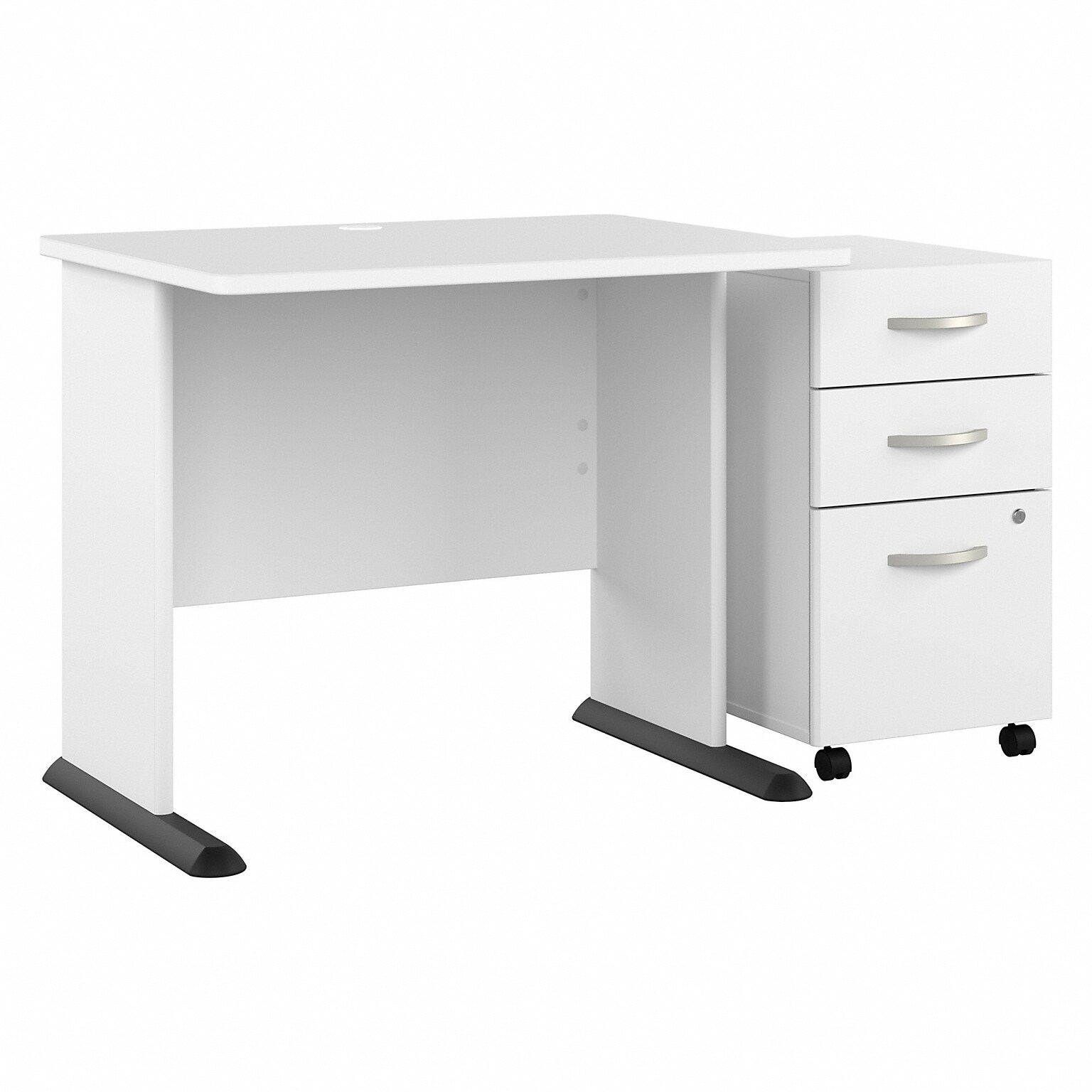 Bush Business Furniture Studio A 36W Small Computer Desk with 3-Drawer Mobile File Cabinet, White (STA005WHSU)