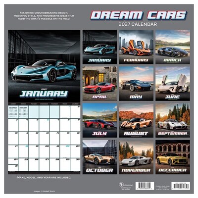2027 TF Publishing Dream Cars 12" x 12" Monthly Wall Calendar (27-1008)