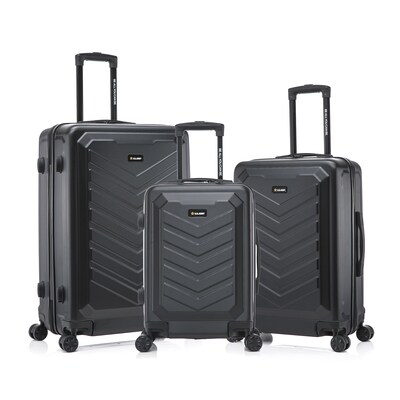 US Army FOX 3-Piece Hardside Spinner Carry-On Luggage Set, TSA Checkpoint Friendly, Black (USLFOXSML-BLK)
