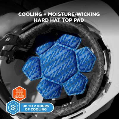 Chill-Its 6612 Hard Hat Cooling Top Pad, Microfiber, Blue, 3/Pack (12448)