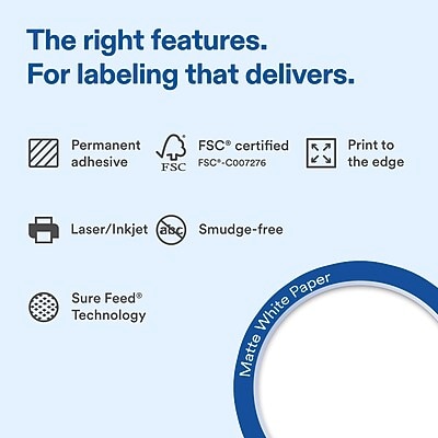 Avery Laser/Inkjet Multipurpose Labels, 5-1/8 x 4, White, 750 Labels/Box (19479370679)