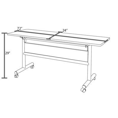 Regency Kobe 72" Flip Top Mobile Training Table with Modesty- Mahogany (MKFTM7224MH)