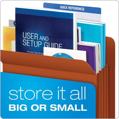 Pendaflex Reinforced File Pocket, 3 1/2" Expansion, Letter Size, Redrope (95343)