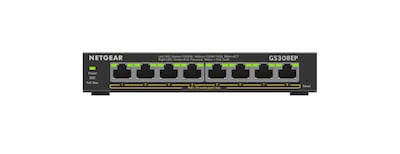 Netgear 300 Series 8-Port Gigabit PoE Unmanaged Switch, 128 MB/s, Black (GS308EP-100NAS)