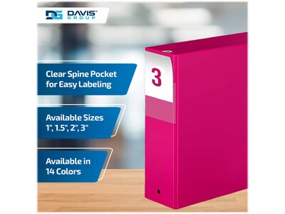 Davis Group Premium Economy 3" 3-Ring Non-View Binders, Pink, 6/Pack (2314-43-06)