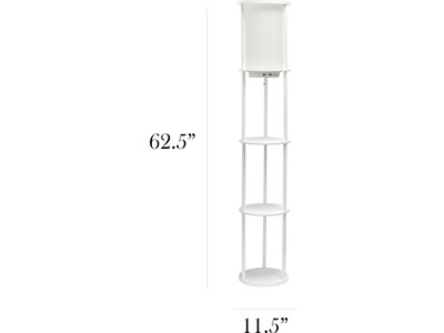 Simple Designs 62.5" Matte White Floor Lamp with Cylindrical Shade (LF2010-WHT)