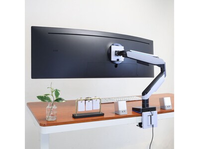Mount-It! Adjustable Monitor Arm, Up to 49 Monitor, Grayish White/Matte Black (MI-4881)