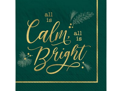 Amscan Calm & Bright Luncheon Napkin, Green/Gold, 16/Set, 3 Sets/Pack (512908)