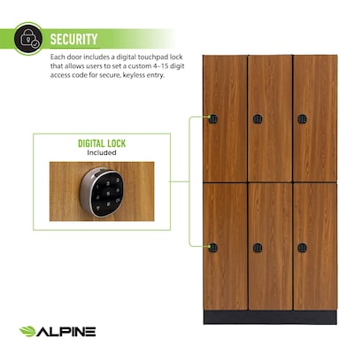 Alpine Industries 72" 2-Tier 3-Column Storage Locker, Oak (701-O-3-TPL-MK)
