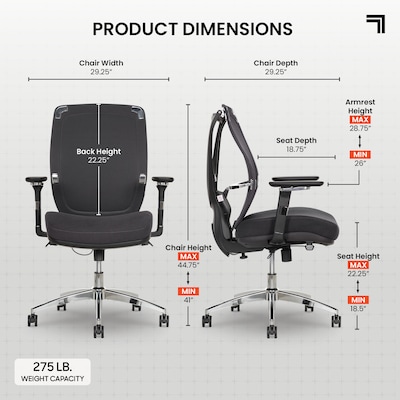 Sharper Image Flex Back Ergonomic Mesh Swivel Task Chair, Dark Gray (60118-DGRY)