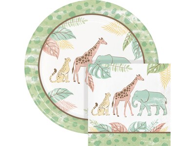 Creative Converting Safari Baby Animal Party Tableware Kit, Multicolor (DTC9121E2A)