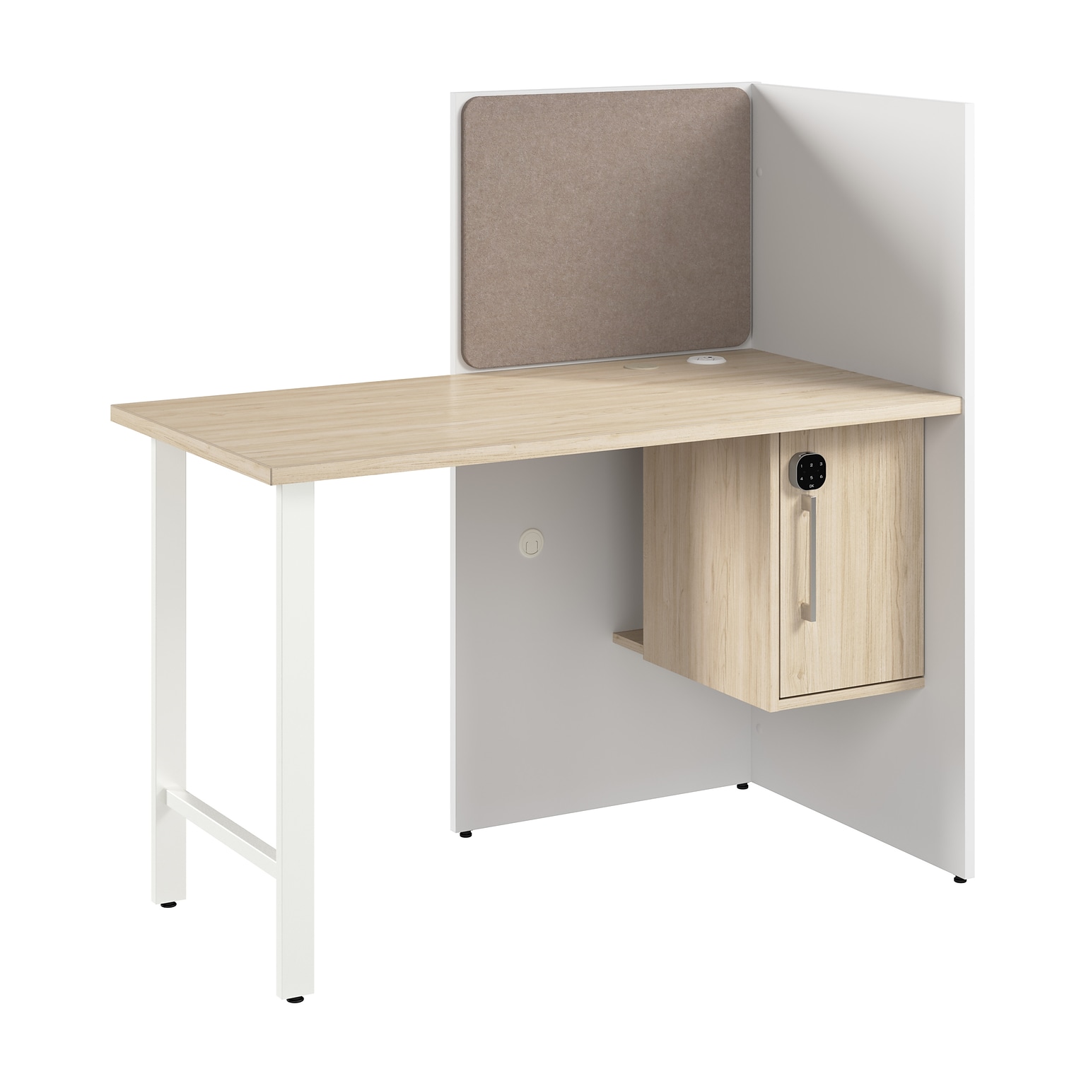 Bush Business Furniture Hustle 48W Cubicle Workstation, White/Natural Elm (HUCB248WHNE)