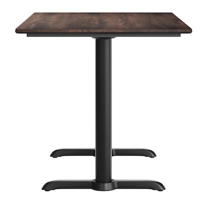 Flash Furniture Acadia Wooden Dining Table with T-Bases, 30"D x 48"W, Dark Brown/Black Base (ST3048WBRT0522)