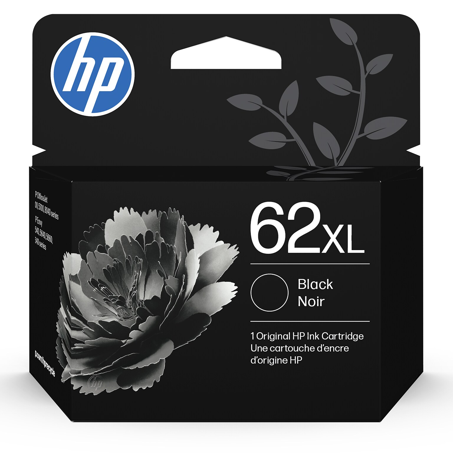 HP 62XL Black High Yield Ink Cartridge, Prints Up to 600 Pages (C2P05AN#140)