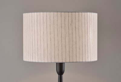 Adesso Nigel 61"H Black Floor Lamp with Off-White Linen Shade (4358-01)