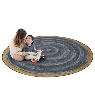 Joy Carpets Feeling Natural Nylon 7'7" Round Machine Tufted Rug, Slate (1972E-01)
