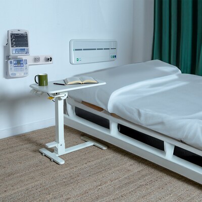 Mount-It! Foldable Rolling Overbed Table, 26.75"W, White (MI-8046)