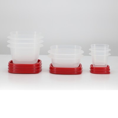 Rubbermaid Plastic Containers, Clear/Red (935123369M)
