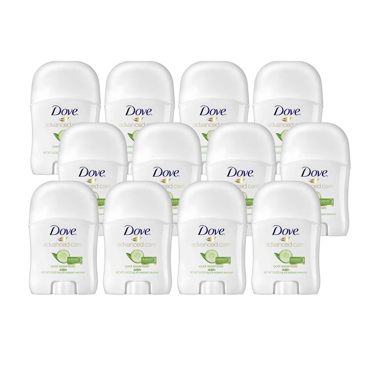 Dove Advanced Care Go Fresh Cool Essentials Antiperspirant, 0.5 oz Stick, 12 Sticks/Bag, 16 Bags/Carton