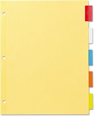 Office Essentials Insertable Paper Dividers, 5 Tabs, Multicolor (11465)