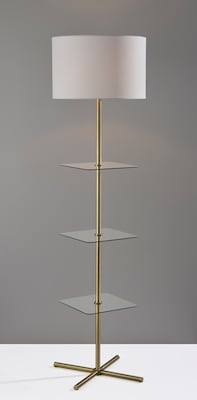 Adesso Imogen 67"H Antique Brass Floor Lamp with Linen Textured Fabric Shade (3189-21)
