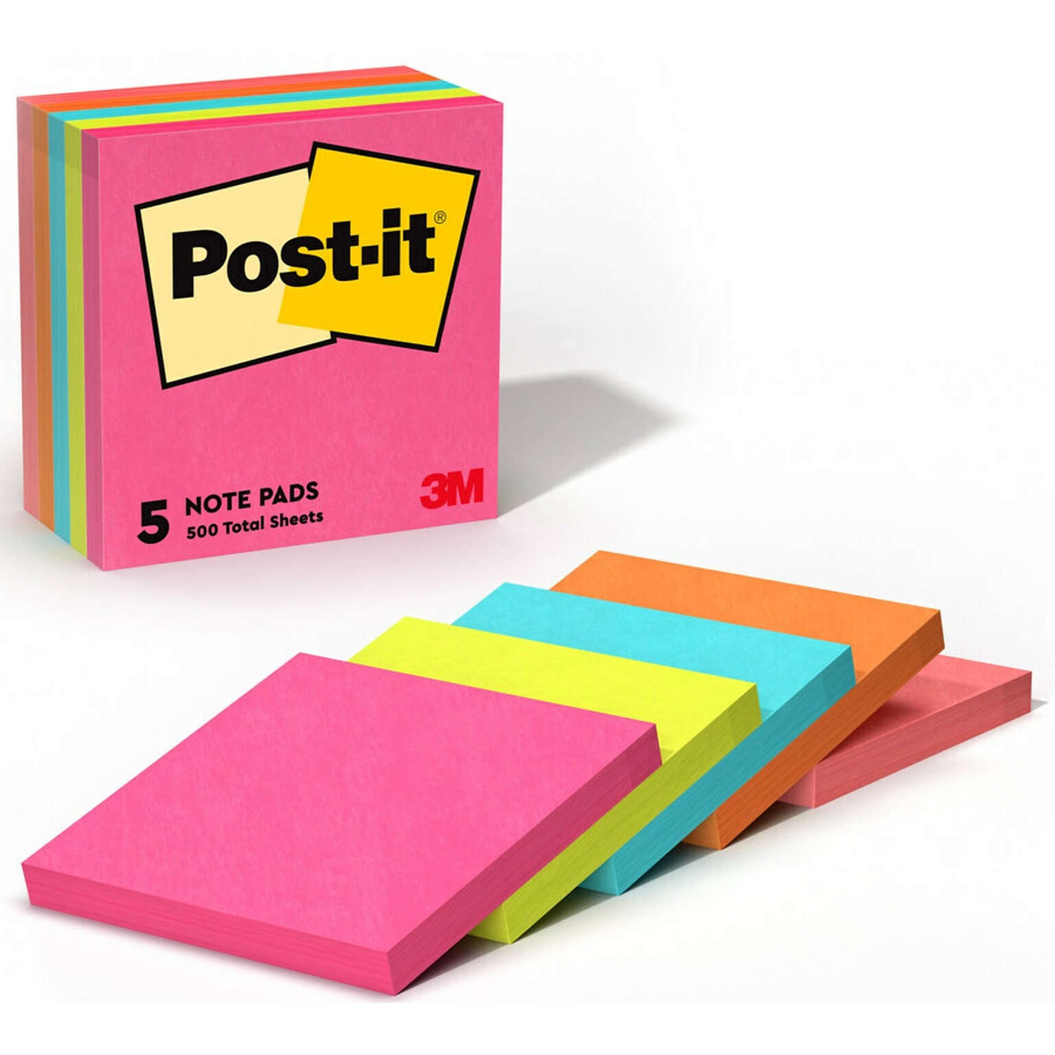 Post-it Notes, 3 x 3, Poptimistic Collection, 100 Sheet/Pad, 5 Pads/Pack (6545PK)