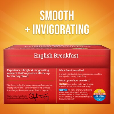Twinings English Breakfast Black Tea Bags, 3.53 oz, 50/Box (TNA78221)