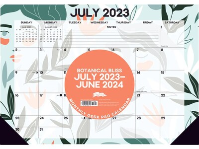 2023-2024 Willow Creek Botanical Bliss 17" x 12" Academic Monthly Desk Pad  Calendar, Green/Orange (3 | Quill.com