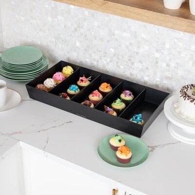 Mind Reader Plastic Snack Tray Countertop Organizer Condiment Holder, Black (SNACKORGT-BLK)