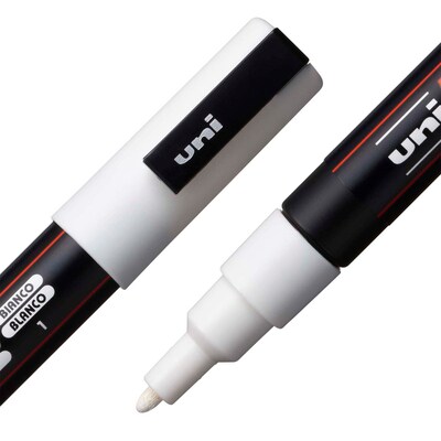 POSCA PC-3M Water Based Paint Marker, Fine Bullet Tip, White, 3/Pack (UBCPC3MWHITE-3)