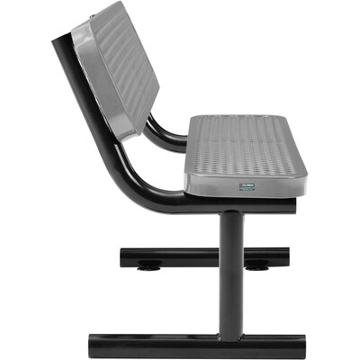 Global Industrial 4' Outdoor Steel Bench w/ Backrest, Expanded Metal, Gray (695743GY)