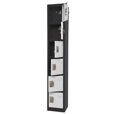 AdirOffice 72" 6-Tier Black and White Storage Locker (ADI629-206-B-W)