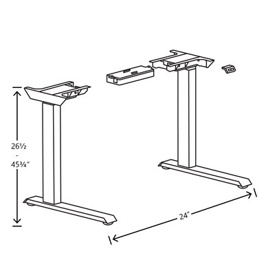 HON Coordinate Height Adjustable Base, 2 Stage, Silver Finish