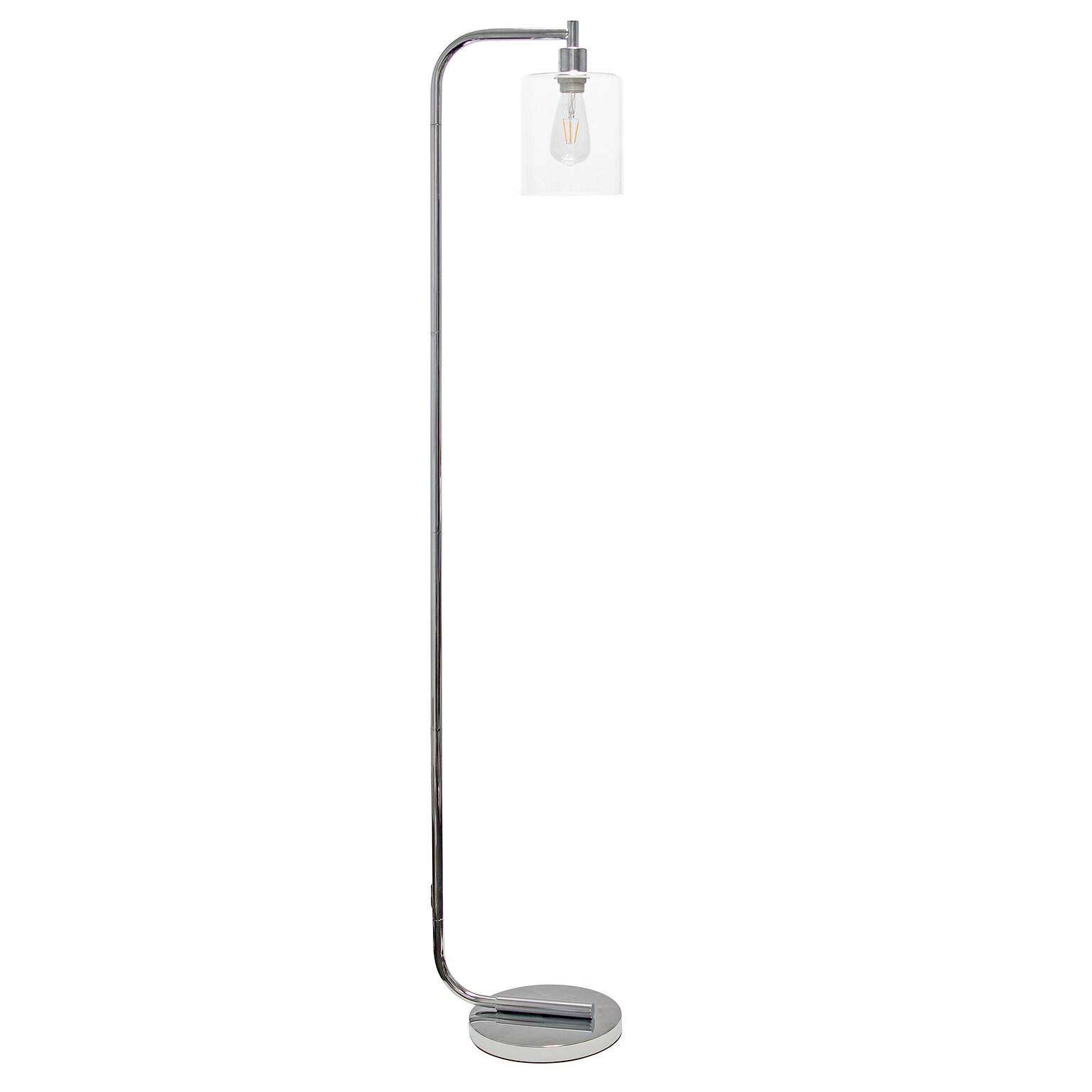 Simple Designs Antique Style Industrial Iron Lantern Floor Lamp with Glass Shade, Chrome (LF1036-CHR)