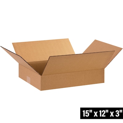 15 x 12 x 3 Shipping Boxes, 32 ECT, 25/Bundle (15123)
