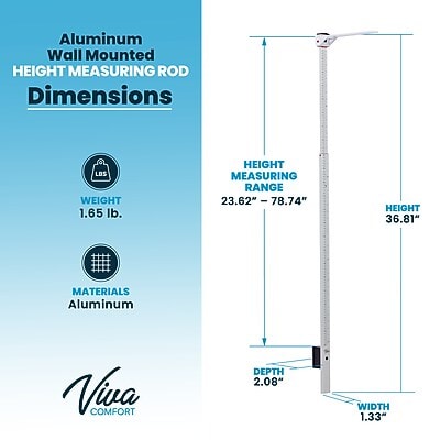 Viva Comfort Wall Mountable Stadiometer Height Measuring Rod, White (ADIME907-02-MK)