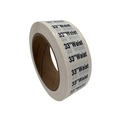 Nahanco 33 Waist Plastic Size Marker, Clear/Black/White, 250/Roll (DSM-475)