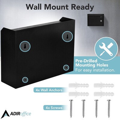 AdirOffice Steel Multipurpose InterOffice Drop Box Mailbox, Medium, Black (631-02-BLK-PKG)