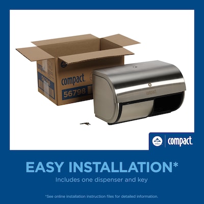 Compact 2-Roll Side-by-Side Coreless Toilet Paper Dispenser by GP PRO, Stainless (56798)