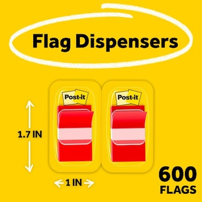 Post-it Flags Value Pack, 1, Red, 50 Flags/Dispenser, 12 Dispensers/Box (680-RD12)