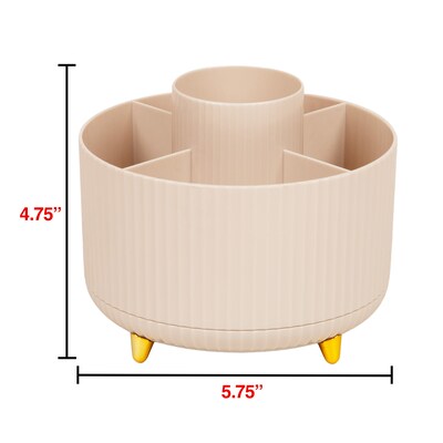 Staples 5-Compartment Rotating Plastic Desk Organizer, Warm White (ST63868)