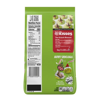 HERSHEYS KISSES Grinch Milk Chocolate Christmas Candy Bulk Bag, 37.28 oz (HEC45404)