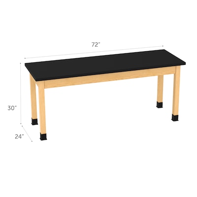 Diversified Woodcrafts School Classroom Rectangular Science Lab Table, 72 x 24, Oak (P7302BK30N)