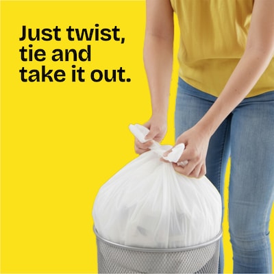 Glad Small 4 Gallon Twist-Tie Kitchen Trash Bag, White, 30 Total Bags (78817)
